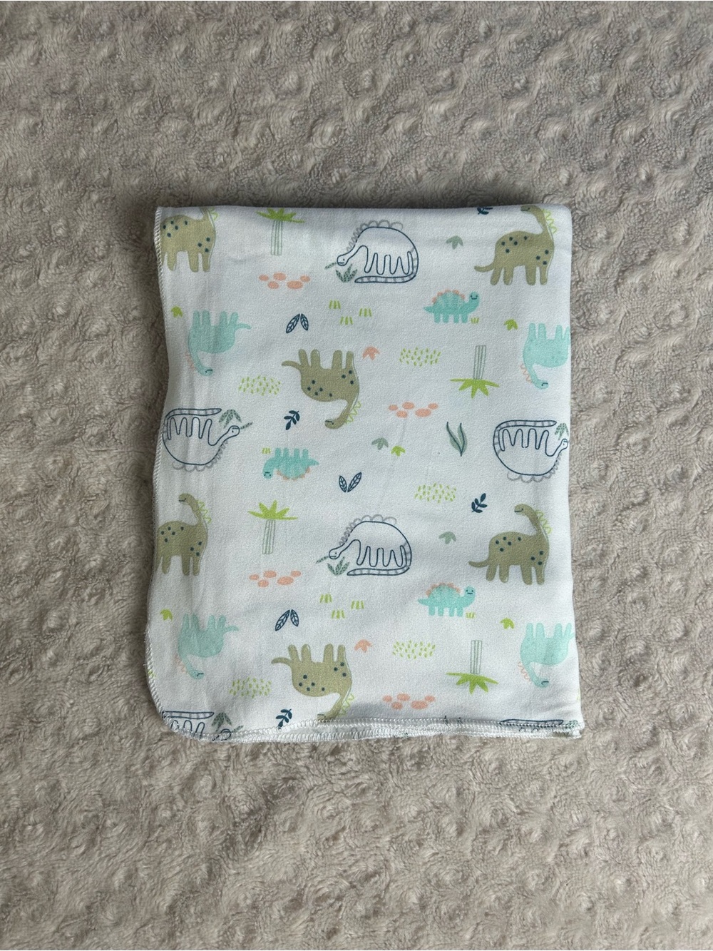 Dream Gro Dinosaur Baby Swaddle Blanket Stretchy Thin White Green Blue Tan Tree